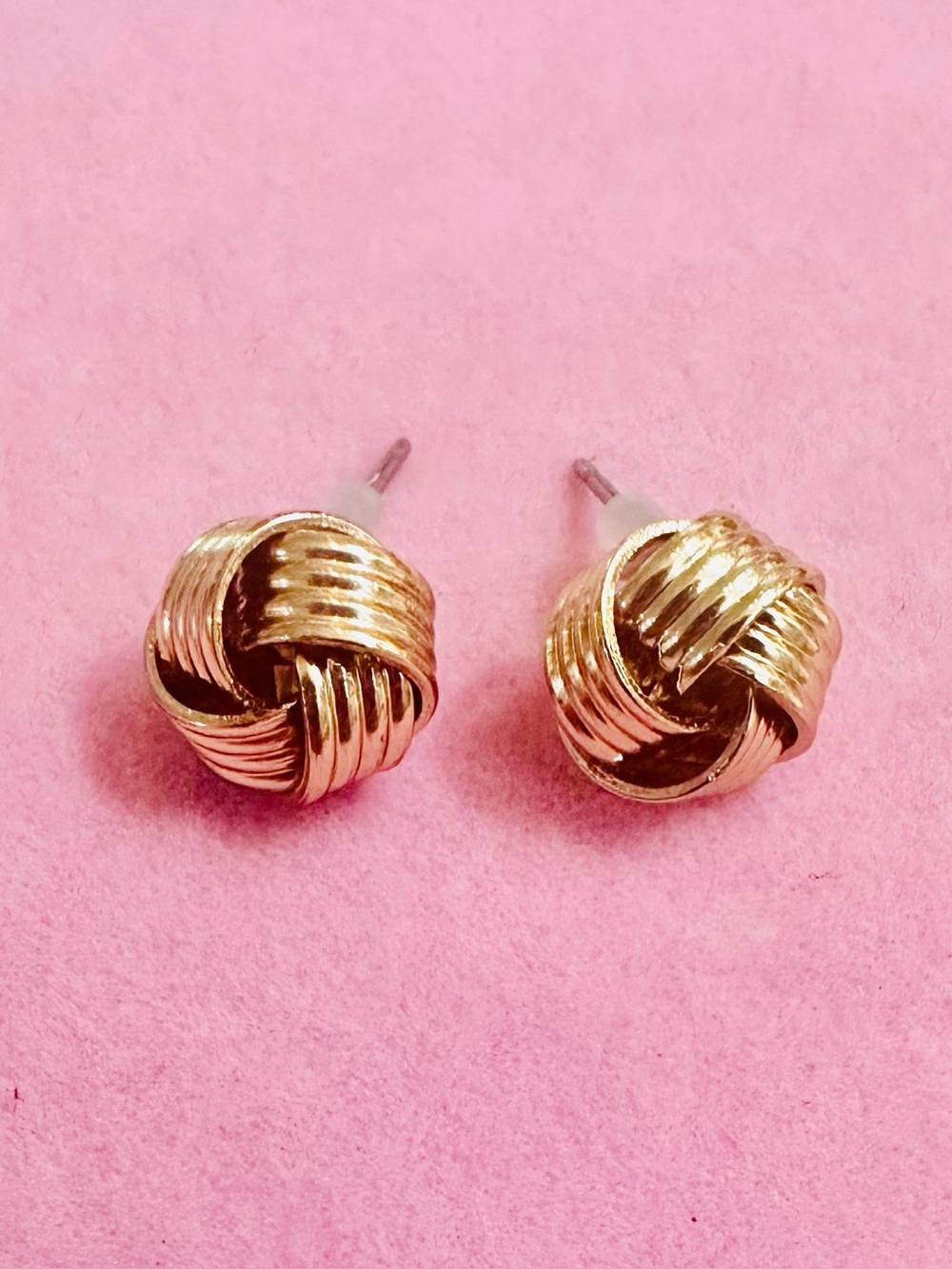 Gold Tone Knot Stud Earrings